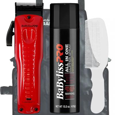 BaByliss Pro Limided Edition LO-PRO FX Cordless Clipper (Van Da' Goat) FX825RI + Barber Apron + Clipper Spray + Flat Top Comb