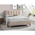 Letto matrimoniale alla francese 140 x 190 cm - con testiera capitonné - Tessuto - Beige - ELIDE