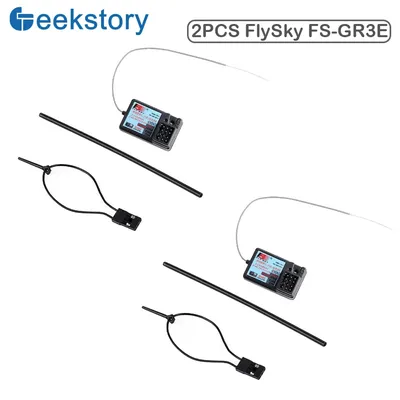 Flysky 2PCS FS-GR3E Receiver, Waterproof 3 Channel 2.4G Frequency DC 5V Receiver for FS-GT2 FS-GT2B