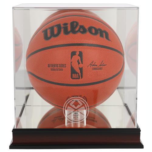 Basketball-Vitrine mit Teamlogo der Denver Nuggets aus Mahagoni mit verspiegelter Rückseite