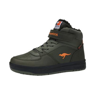 Sneaker KANGAROOS "K-CP Bound Mid EV", Gr. 33, grün (military grün, flame), Textil, Synthetik, sportlich, Schuhe, wasserabweisend, wärmendes Innenfutter Image