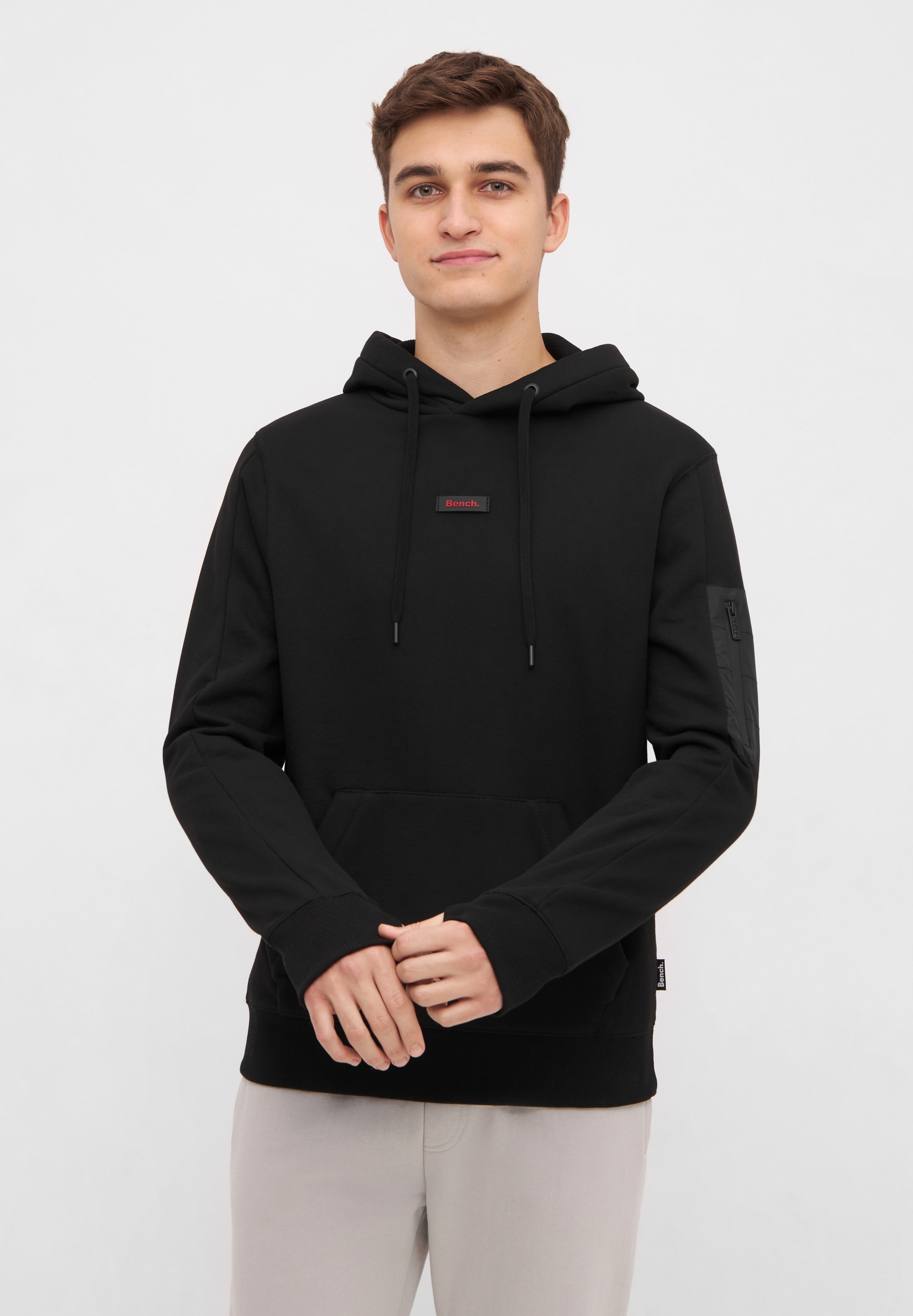 Kapuzensweatshirt BENCH. "RUDYARD", Herren, Gr. 58, schwarz, Sweatware, Obermaterial: 60% Baumwolle, 40% Polyester, unifarben, Rippbündchen, Sweatshirts Image