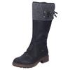 Winterstiefel RIEKER, Damen, Gr. 43, Normalschaft, schwarz (schwarz, grau), Nubuklederimitat, Filz, klassisch, Schuhe, Langschaftstiefel mit wasserabweisender riekerTEX-Membran