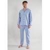 Pyjama TOM TAILOR, Herren, Gr. 48 (S), blau (blau, hell, karo), Popeline, Obermaterial: 100% Baumwolle, kariert, casual, bequem lang, V-Ausschnitt, Langarm, Homewear-Sets, mit durchgängiger Knopfleiste