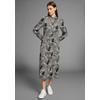 Midikleid HECHTER PARIS, Damen, Gr. 36, N-Gr, schwarz (schwarz, gemustert), Obermaterial: 100% Viskose, feminin, figurumspielend wadenlang, Langarm, Kleider, mit modischen Print