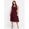 Cocktailkleid SHEEGO "Große Größen", Damen, Gr. 48, Normalgrößen, lila (aubergine), Obermaterial: 100% Polyester;Futter: 100% Polyester;Spitze: 100% Polyester, unifarben, feminin, figurumspielend wadenlang, Rundhals, ohne Ärmel, Kleider Partykleid,...