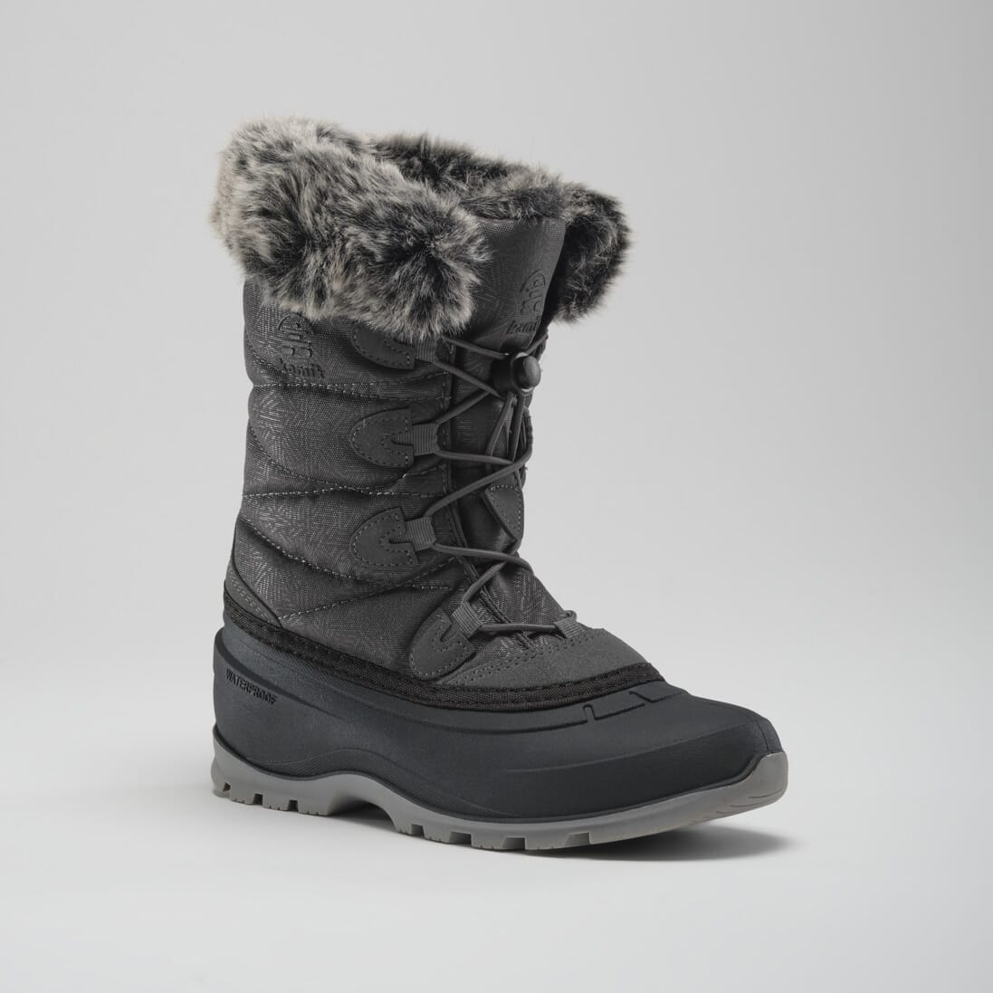 Snowboots KAMIK "MOMENTUM3", Damen, Gr. 38, grau (charcoal, charbon), Synthetik, Textil, Sportlich, Schuhe, Winterboots, Winterstiefel, Winterschuhe, wasserdicht und gefüttert