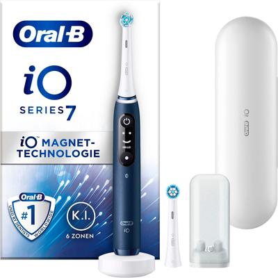 Elektrische Zahnbürste ORAL-B "iO 7" Elektrozahnbürsten blau (sapphire blue) mit Magnet-Technologie, Display, 5 Putzmodi, Reiseetui