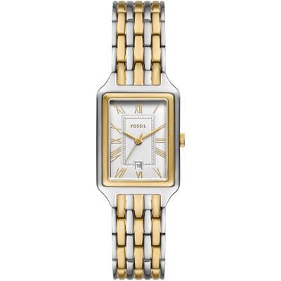 Quarzuhr FOSSIL "RAQUEL", gold (silberfarben, goldfarben), Armbanduhren, Damen, Armbanduhr, Damenuhr, Edelstahlarmband, analog, Tag Image