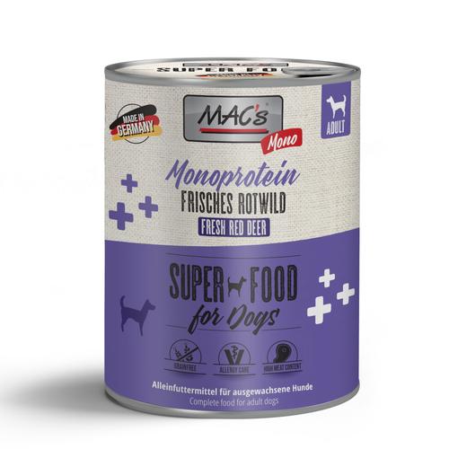 Sparpaket: 24x800g MAC's Mono Sensitive Rotwild Hundefutter nass