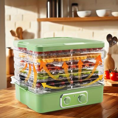 TEMU Food Dehydrators For Jerky, 5 Bpa-free Stakable Tray Dehydrator Machine, Adjustable Temperature Controls For Fruit, Meat, Veggies, Dried Snacks, , Green, 240w | (5 Tier)