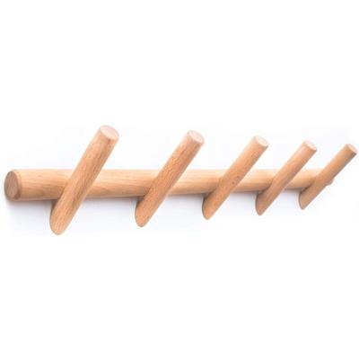 Moderner Garderoben- und Hutständer zur Wandmontage – 5 Haken, schöner Kleiderbügel aus Holz für Image