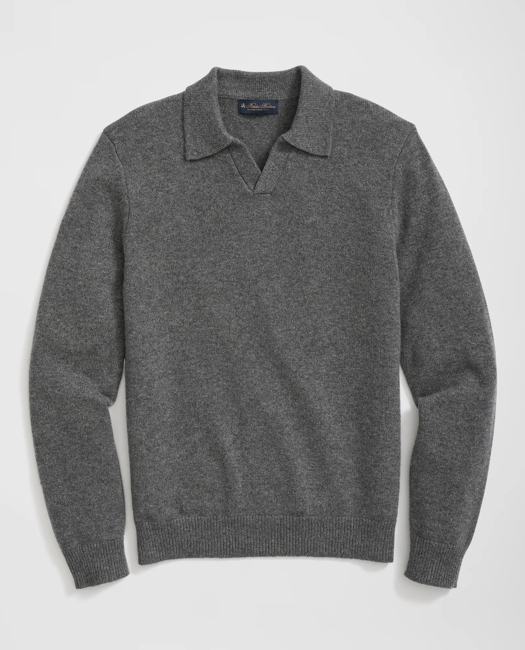 Brooks Brothers Men's 3-Ply Cashmere Jonny Collar Polo Sweater | Dark Grey | Size Medium