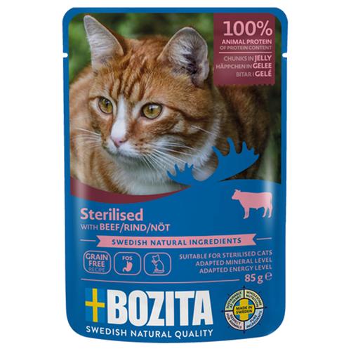 12x 85g Bozita Häppchen in Gelee Sterilised Rind Katzenfutter nass