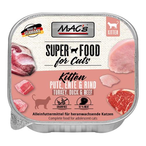 16x100g Kitten Pute, Ente & Rind MAC's getreidefreies Katzenfutter nass