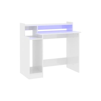vidaXL Schreibtisch mit LEDs Hochglanz-Weiß 97x45x90 cm Holzwerkstoff Image