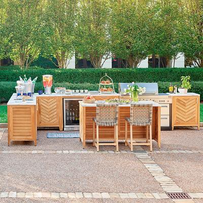 Westport Outdoor Kitchen in Natural Teak - Pizza Station - Frontgate