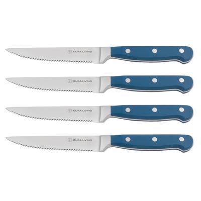 Dura Living Signature Forged High Carbon 4-Piece Steak Knife Set - Blue