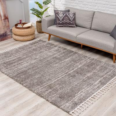 Hochflor-Teppich CARPET CITY "Pulpy 524" Gr. 1, grau, B:120cm H:30mm L:160cm, Kunstfaser, Teppiche, Fransenteppich, besonders weich, mit Fransen, Meliert Image