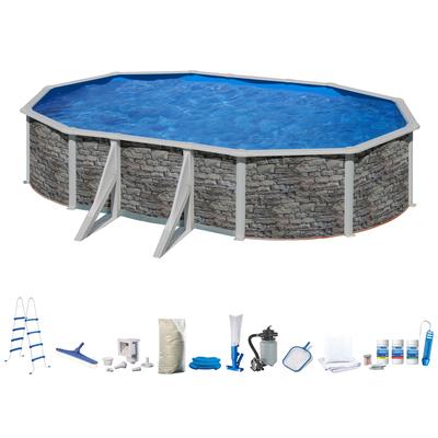 Ovalpool MY POOL BWT, grau, B:300cm H:132cm L:500cm, Schwimmbecken, in moderner Steinoptik, Höhe 132 cm, verschiedene Größen Image