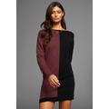 Strickkleid LAURA SCOTT, Damen, Gr. 38, N-Gr, bunt (schwarz, bordeaux), Strick, Obermaterial: 50% Viskose, 26% Polyamid, 24% Polyester, clean, colorblocking, mehrfarbig, casual, figurbetont mini, Rundhals, Langarm Rippbündchen, Kleider, mit...