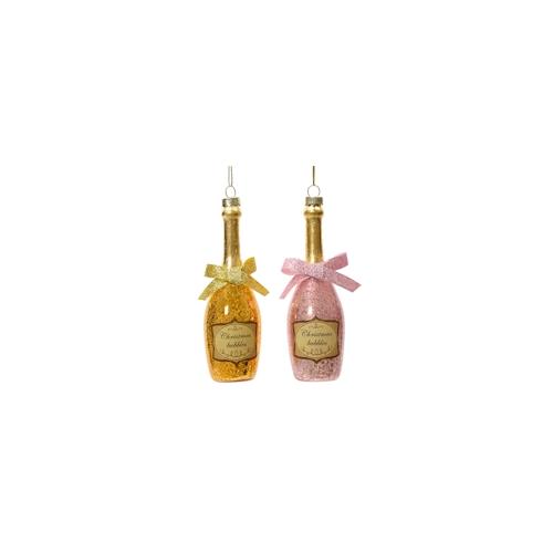 2 Anhänger Sektflaschen Weihnachtsschmuck Christbaumschmuck Hängedeko Gold Pink