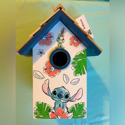 Disney Other | Disney Stitch & Scrump Painted Wooden Birdhouse | Color: Blue/White | Size: Os