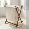 Wäschesack DESTINY ""SPA & LIVING"" Wäschesammler Gr. B/H/T: 41,5 cm x 55 cm x 32 cm, beige (natur) Wäschesammler mit Holzgestell 41,5 x 32 54 cm, Teak