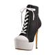 MissHeel Women's Stiltto High Heels Platform Ankle Boots Lace-Up Round Toe Canvas Autum Booties Evening Shoes Black Size 10