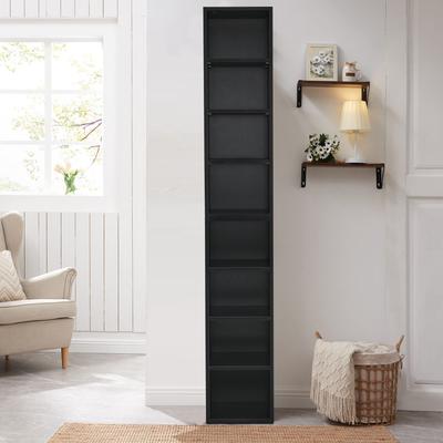 Minimalist Freestanding Slim Tall Storage Bookcase with Adjustable Shelves