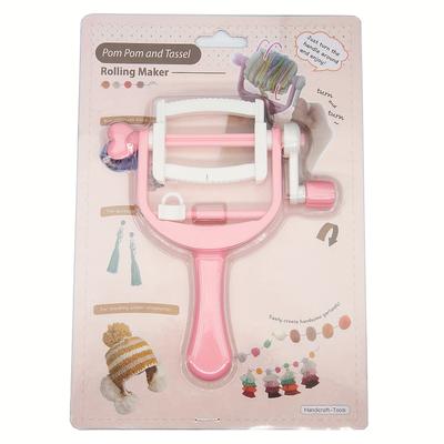 TEMU Pink Handheld Tassel And Maker - Diy Crafting Tool For Knitting & Crochet Projects