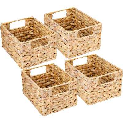 37244-S4 Aufbewahrungskorb, geflochten aus Wasserhyazinthe Seegras, 4er Set, 22x17x12 cm - HMF Image