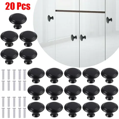 20Pcs Round Stainless Steel Door Knobs Cabinet Handles Cupboard Drawer Kitchen Bathroom Fashion-Furniture Hardware-Accessories