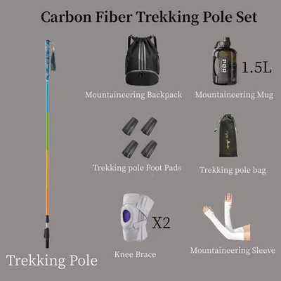 Full Set Of Carbon Fiber 5 Sections Folding Trekking Poles Ultra-Light And Portable Trekking Poles