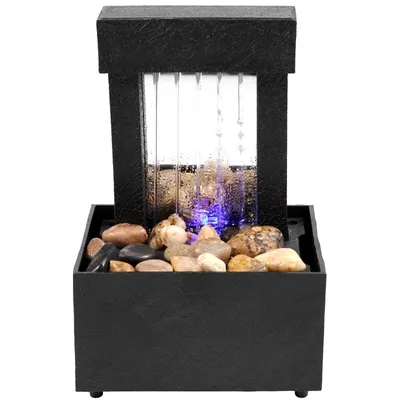 Desktop Water Fountain LED Indoor Decorative Fountain Creative Craft Home Decor Small Waterfall Fountains Zen Meditation Fountai