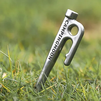 Camping Tent Stake Stainless Steel Heavy Duty Tent Stakes Pegs With Hook Small Tool 20/26/30/35/40cm For Camping Tent Canopy