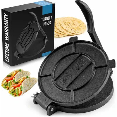 8 Inch Cast Iron Tortilla Press Pre-Seasoned Tortilla Maker For Corn Tortillas And Pancake Roti