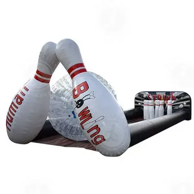 Factory Price human bowling game inflatable bowling alley with zorb ball and bowling pins