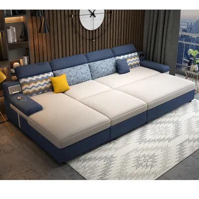Tech Smart Sofa Bed Fabric Functional Sleeper Couch Convertible Sofas Bed Big Sofas Cama Nordic Salon with Bluetooth Audio,USB C