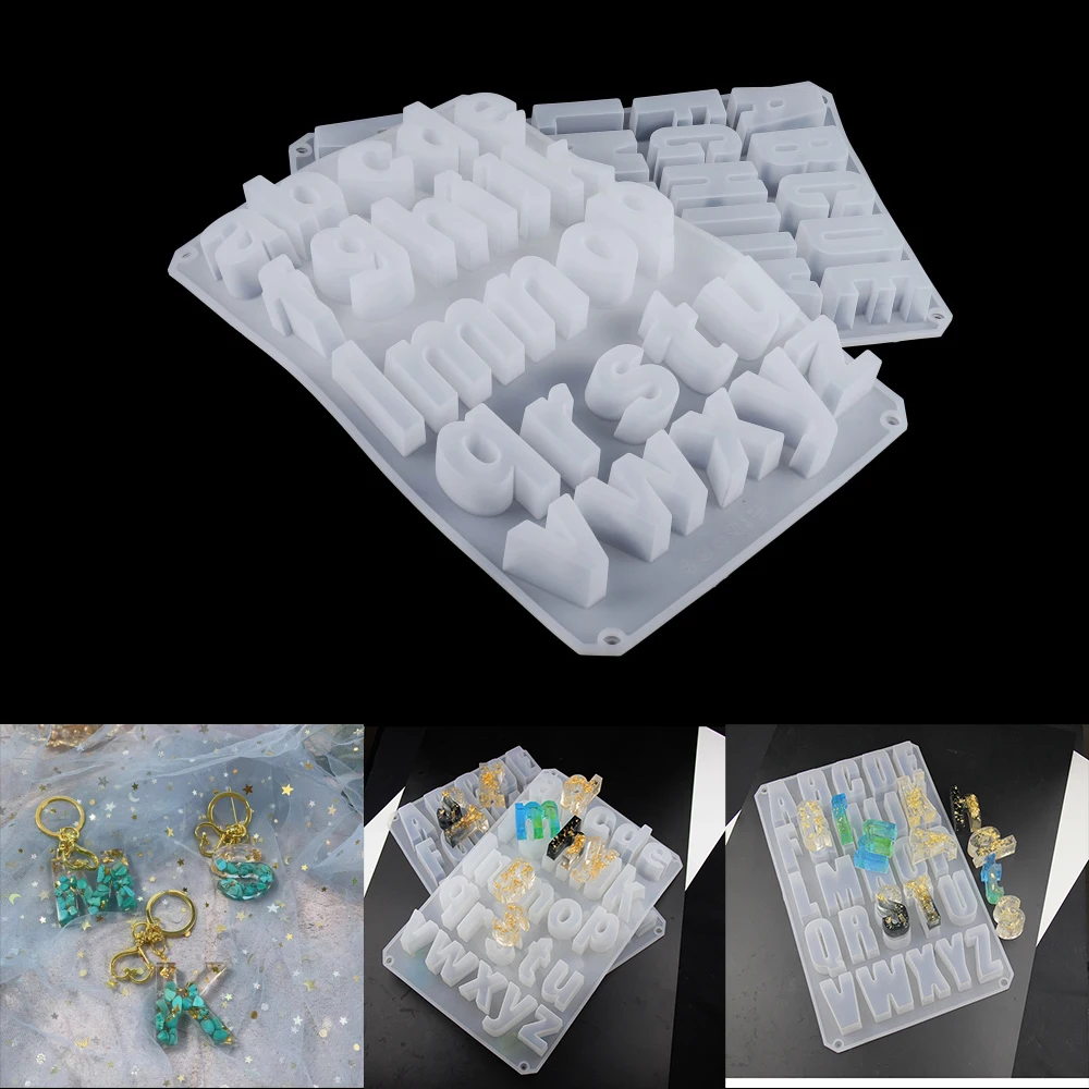 Capital Letters Crystal Epoxy Resin Mold Alphabet Lowercase Letter Pendant Casting Silicone Mould For DIY Crafts Jewelry Making