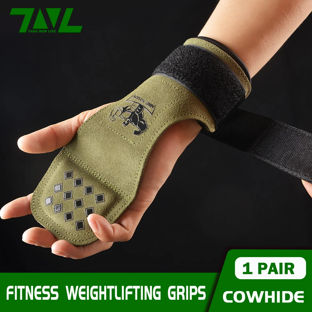 Cowhide Lifting Straps Grips Gym Fitness Sport Gloves Anti-Skid Pads For Deadlift Workout Strength Training