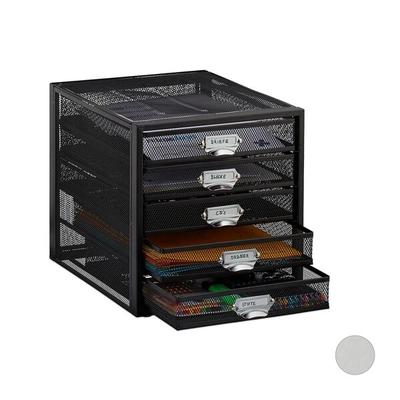 relaxdays Schubladenbox A4 mit 5 Fächern schwarz