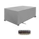 Garden Furniture Covers 340x120x85cm Silver gray 420D Heavy Duty Oxford Windproof,Snow-proof,Anti-UV Upgraded Tear-Resistant with 4 Windproof Buckles Rectangular Waterproof Patio Table Cover