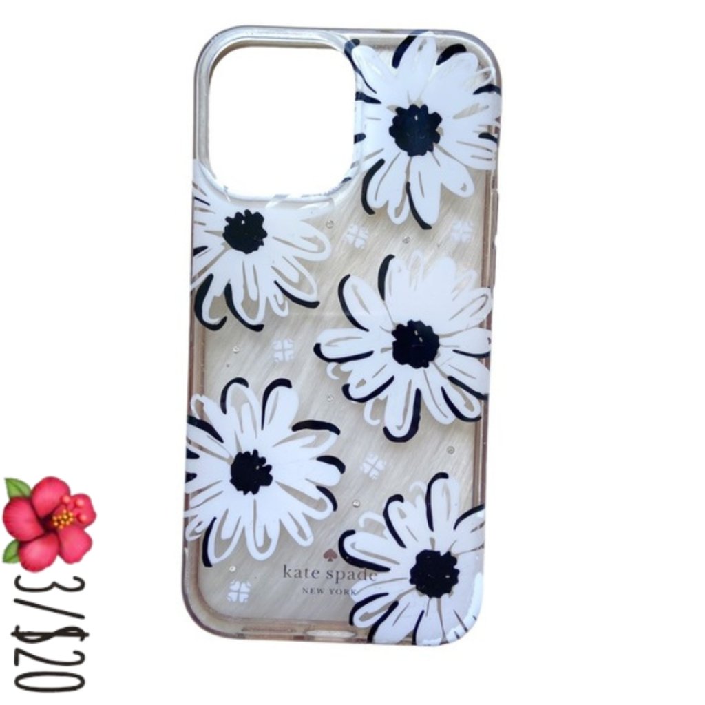 Kate Spade Cell Phones & Accessories | Kate Spade Iphone Case Iphone 13 Pro Max Iphone 12 Pro Max Floral Gemstone 3/$20 | Color: Black/White | Size: Os