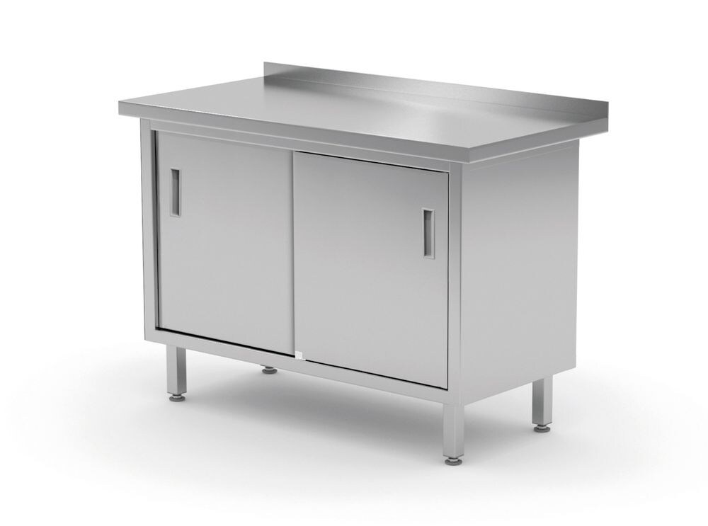 HENDI Wandtischschrank mit Schiebetüren – verschweißt, Profi Line, 1200x600x(H)850mm Image