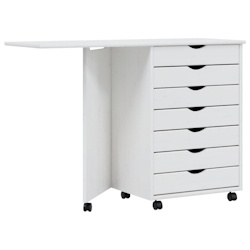 vidaXL Rollschrank mit Schreibtisch MOSS Weiß Massivholz Kiefer Image