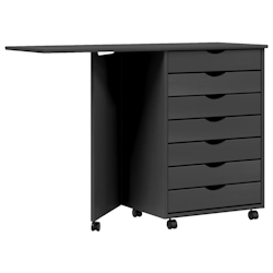 vidaXL Rollschrank mit Schreibtisch MOSS Grau Massivholz Kiefer Image