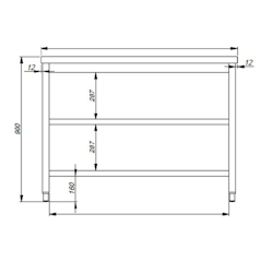 Combisteel Arbeitstisch mit 2 Böden aus Edelstahl 2300x600x900mm Image