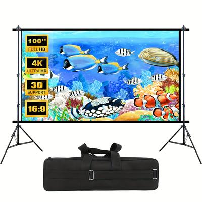 TEMU -inch Venircool Portable Projector Screen With Foldable Stand And Carry Bag - 4k , Vibrant Underwater Scene, Ideal For Indoor/outdoor Home Theater And Travel