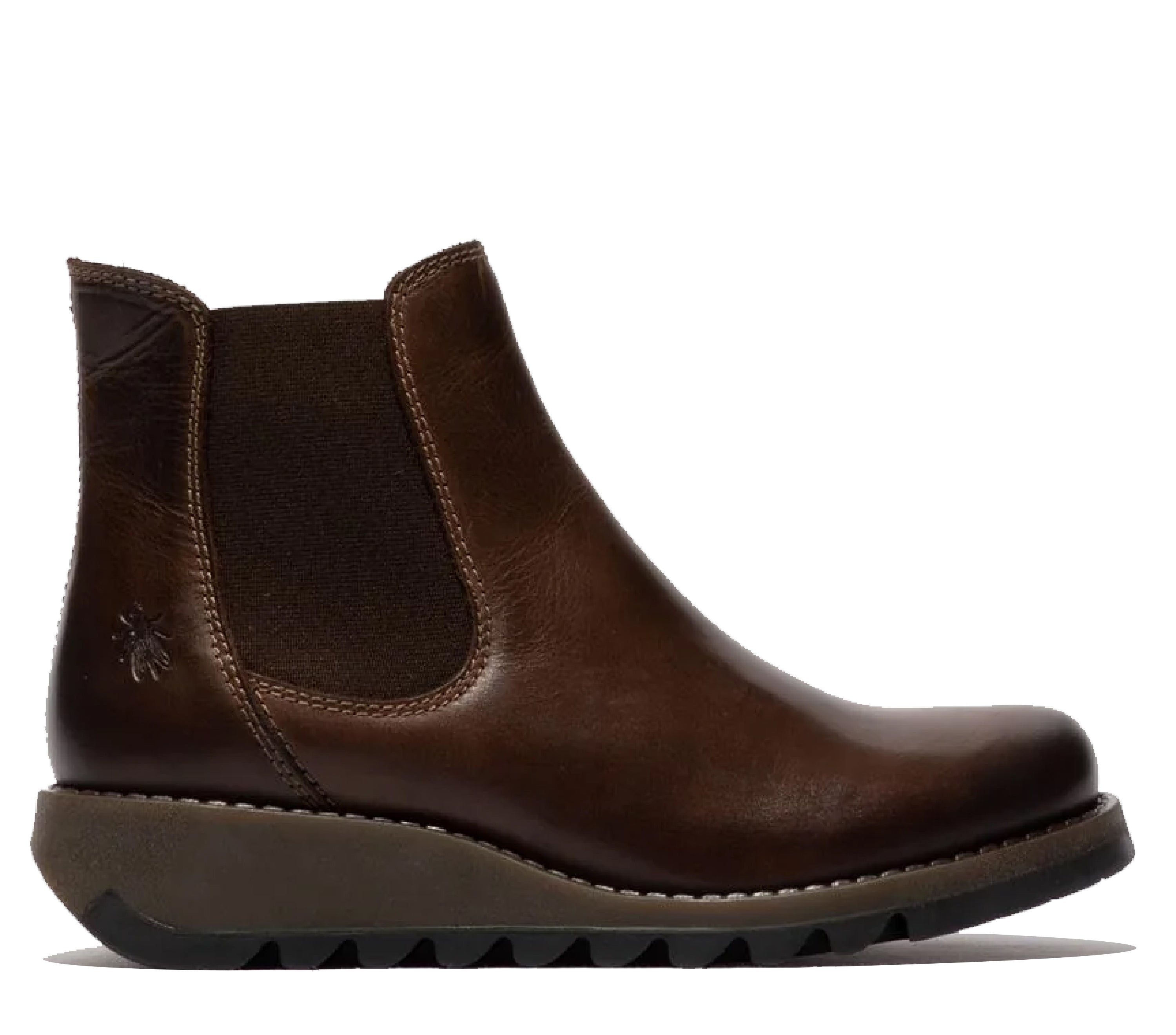 Fly London SALV Chelsea-Stiefel aus Leder für Damen, Braun, Keilabsatz